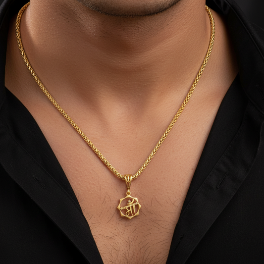 Maa Men’s Exclusive Gold Chain Pendant (Chain-22 Inch / 3 Mm)