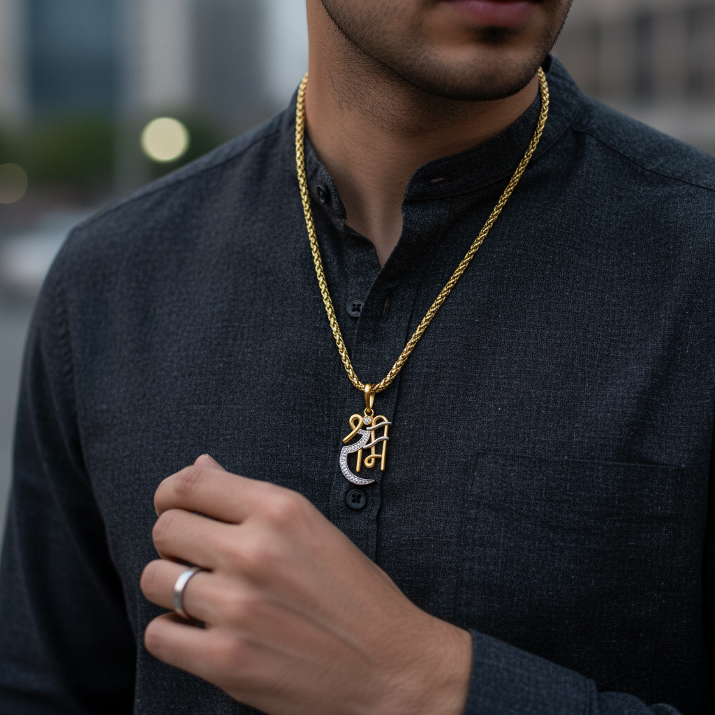 Shree Ram Men’s Attractive Trend Gold Chain Pendant (Chain-22 Inch)