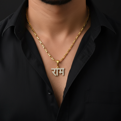 Ram Men’s Unique Gold Pendant With Chain (Chain-24 Inch)