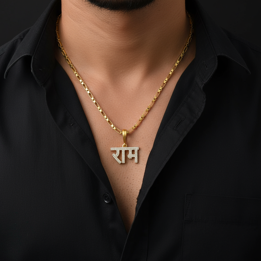 Ram Men’s Unique Gold Pendant With Chain (Chain-24 Inch)