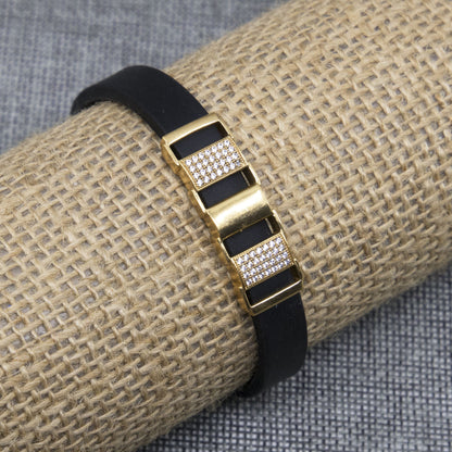 Winter Dimond Gold Plated Silicone Bracelet