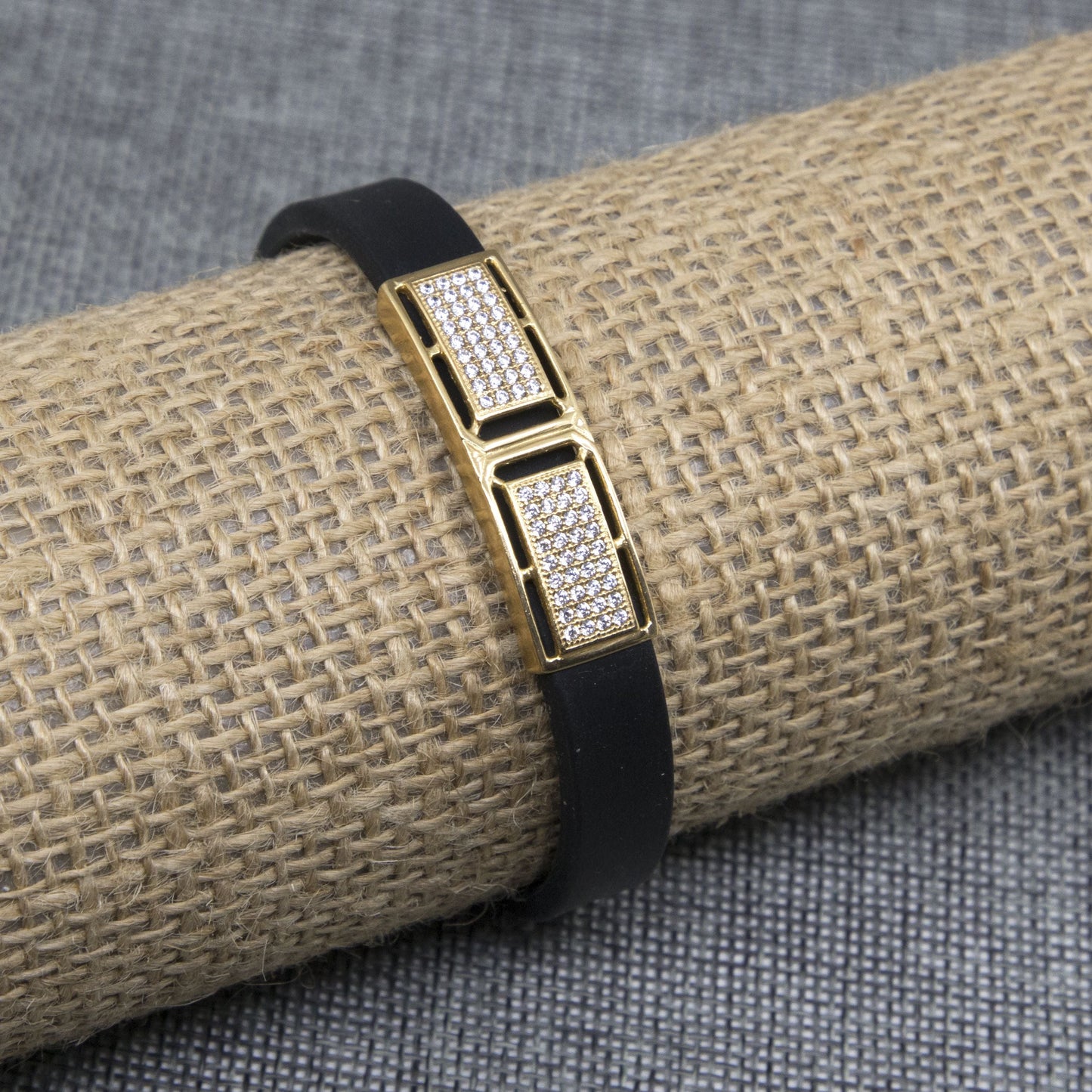 Crypto Dimond Gold Plated Silicone Bracelet