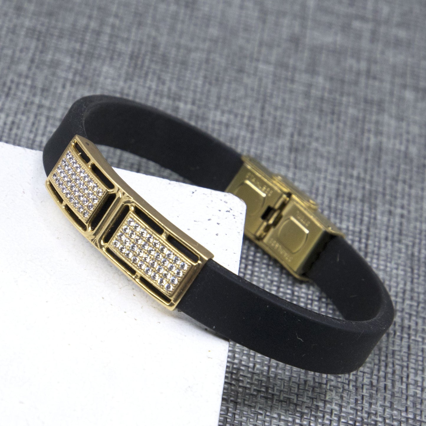 Crypto Dimond Gold Plated Silicone Bracelet