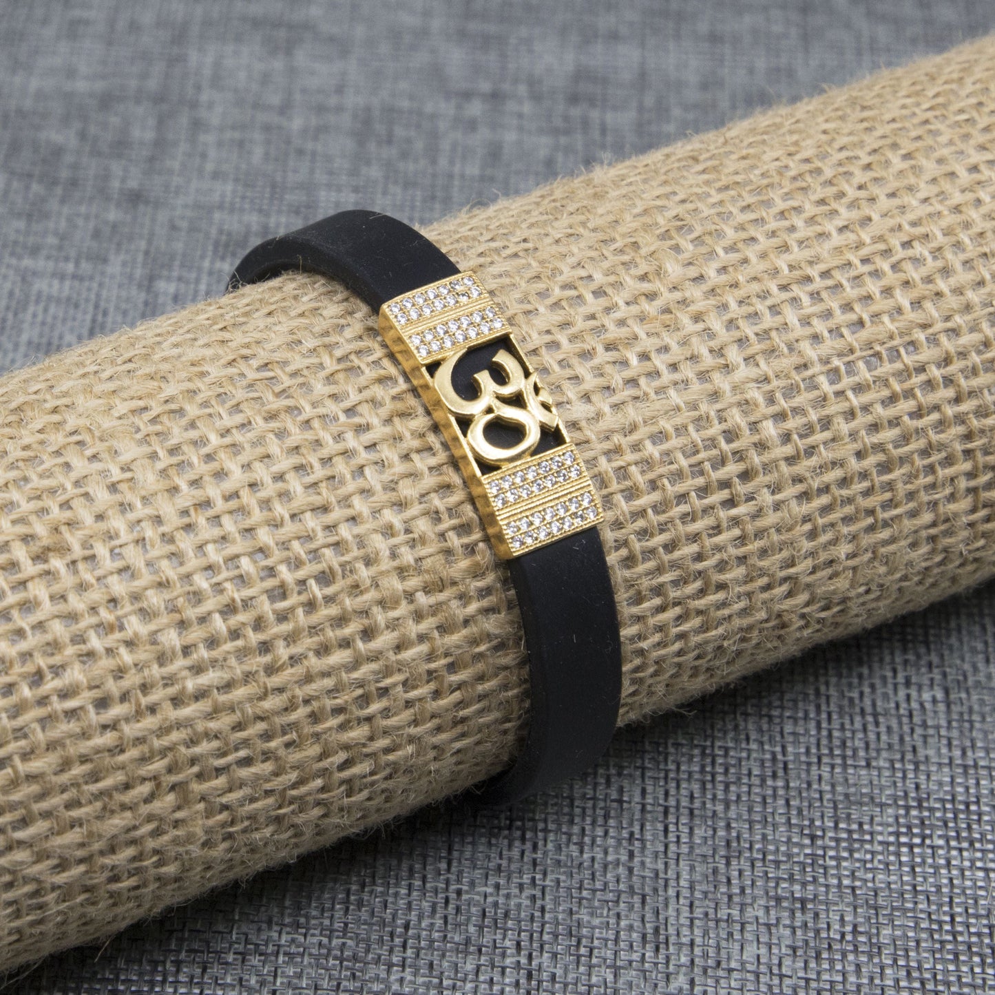 Om Dimond Gold Plated Silicone Bracelet