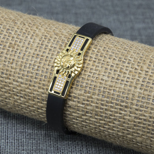 Sun Dimond Gold Plated Silicone Bracelet