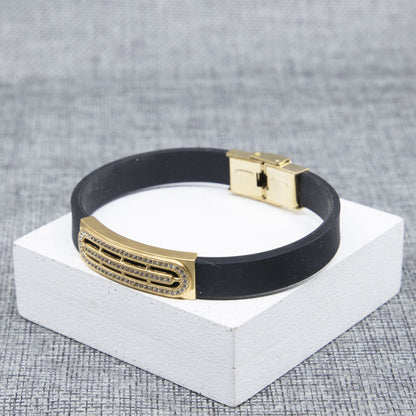 Optic Dimond Gold Plated Silicone Bracelet