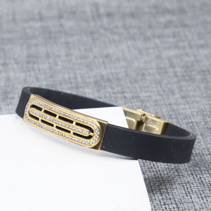 Optic Dimond Gold Plated Silicone Bracelet