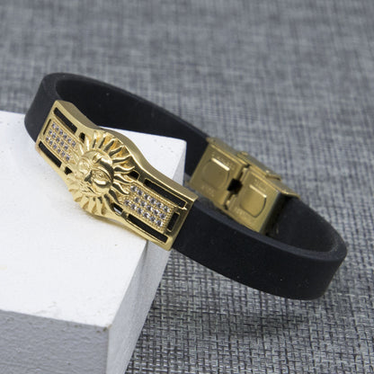 Sun Dimond Gold Plated Silicone Bracelet