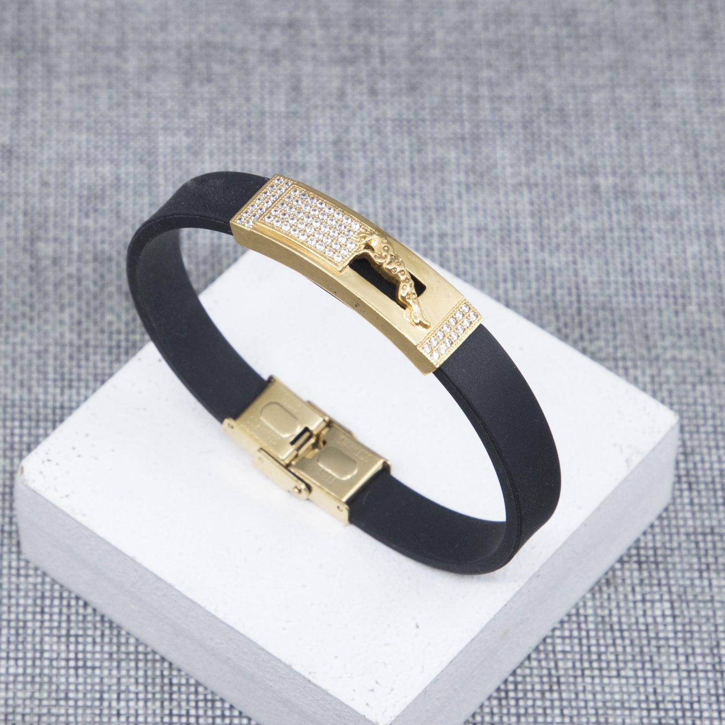 Wildcat Dimond Gold Plated Silicone Bracelet