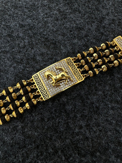 Horse Diamond Gold Premium Rudraksha Bracelet